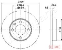 JAPANPARTS DI0937C - Lado de montaje: Eje delantero<br>Espesor de disco de frenos [mm]: 20<br>Diámetro exterior [mm]: 280<br>Tipo de disco de frenos: ventilado<br>Altura [mm]: 39,2<br>Diámetro de centrado [mm]: 65<br>corona de agujeros - Ø [mm]: 100<br>Tipo de eje: Front<br>Nº de información técnica: 78BD5307-2<br>Homologación: E1 90R-02C0433/0090<br>Diámetro [mm]: 65<br>Espesor [mm]: 22<br>Espesor mínimo [mm]: 20<br>Diseño/cantidad de taladros: 4<br>