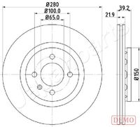 JAPANPARTS DI0940C - Diámetro exterior [mm]: 239<br>Altura [mm]: 38,6<br>Tipo de disco de frenos: macizo<br>Espesor de disco de frenos [mm]: 10<br>Espesor mínimo [mm]: 8<br>Número de orificios: 4<br>Superficie: barnizado<br>Lado de montaje: Eje delantero<br>Par apriete [Nm]: 120<br>