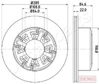 JAPANPARTS DP0222C - Diámetro exterior [mm]: 290<br>Altura [mm]: 46<br>Tipo de disco de frenos: ventilado<br>Espesor de disco de frenos [mm]: 28<br>Espesor mínimo [mm]: 25<br>Número de orificios: 9<br>Superficie: barnizado<br>Lado de montaje: Eje delantero<br>