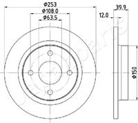 JAPANPARTS DP0329 - Lado de montaje: Eje delantero<br>Superficie: barnizado<br>Espesor de disco de frenos [mm]: 23<br>Cantidad de agujeros de fijación: 4<br>Espesor [mm]: 43,7<br>Diámetro exterior [mm]: 262,0<br>corona de agujeros - Ø [mm]: 108<br>Tipo de disco de frenos: ventilación interna<br>Espesor mínimo [mm]: 21<br>