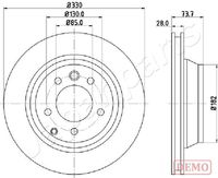 JAPANPARTS DP0918C - Lado de montaje: Eje delantero, derecha<br>Diámetro exterior [mm]: 360<br>Altura [mm]: 68,5<br>Diámetro de orificio [mm]: 85<br>Tipo de disco de frenos: ventilado<br>Espesor de disco de frenos [mm]: 36<br>Espesor mínimo [mm]: 34<br>Número de orificios: 5<br>corona de agujeros - Ø [mm]: 130<br>Superficie: revestido<br>Unidad de cantidad: Pieza<br>corona de agujeros - Ø 1 [mm]: 85<br>Superficie: barnizado<br>