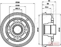 JAPANPARTS TA0707C - Lado de montaje: Eje trasero<br>Dinámica de frenado / conducción: para vehículos con ABS<br>Diámetro interior de tambor de freno [mm]: 203,3<br>H tamb. freno interna [mm]: 50,5<br>Diámetro exterior del tambor de freno [mm]: 234<br>H tamb. freno total [mm]: 76<br>corona de agujeros - Ø [mm]: 100<br>Rebajado máx. tambor de freno [mm]: 204,5<br>Número de orificios: 4<br>Diámetro de centrado [mm]: 52<br>Superficie: barnizado<br>