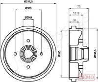 JAPANPARTS TA0901C - Lado de montaje: Eje trasero<br>Diámetro exterior del tambor de freno [mm]: 212<br>H tamb. freno total [mm]: 75<br>Diámetro interior de tambor de freno [mm]: 180<br>H tamb. freno interna [mm]: 39<br>Rebajado máx. tambor de freno [mm]: 181<br>Diseño/cantidad de taladros: 04/04<br>corona de agujeros - Ø [mm]: 100<br>Diámetro de centrado [mm]: 39,8<br>Diámetro de orificio para perno de rueda [mm]: 12<br>Artículo complementario / información complementaria 2: con buje de rueda<br>Artículo complementario / información complementaria 2: sin cojinete rueda<br>Artículo complementario / información complementaria 2: sin perno de sujeción de rueda<br>Peso [kg]: 4,4<br>Nº de información técnica: 63905<br>