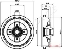 JAPANPARTS TA0909C - Lado de montaje: Eje trasero<br>Diámetro exterior del tambor de freno [mm]: 240<br>H tamb. freno total [mm]: 81<br>Diámetro interior de tambor de freno [mm]: 200<br>H tamb. freno interna [mm]: 50<br>Rebajado máx. tambor de freno [mm]: 201<br>Diseño/cantidad de taladros: 04/04<br>corona de agujeros - Ø [mm]: 100<br>Diámetro de centrado [mm]: 39,8<br>Diámetro de orificio para perno de rueda [mm]: 12<br>Artículo complementario / información complementaria 2: con buje de rueda<br>Artículo complementario / información complementaria 2: sin cojinete rueda<br>Artículo complementario / información complementaria 2: sin perno de sujeción de rueda<br>Peso [kg]: 5,5<br>Nº de información técnica: 63912<br>