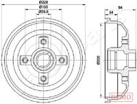 JAPANPARTS TA0407C - Dinámica de frenado / conducción: para vehículos con ABS<br>Diámetro de orificio [mm]: 39,80<br>Diámetro exterior del tambor de freno [mm]: 228<br>Rebajado máx. tambor de freno [mm]: 201<br>H tamb. freno interna [mm]: 35,2<br>H tamb. freno total [mm]: 84,3<br>Número de orificios: 4<br>corona de agujeros - Ø [mm]: 100<br>Superficie: barnizado<br>Lado de montaje: Eje trasero<br>Diámetro interior de tambor de freno [mm]: 200<br>Diámetro de centrado [mm]: 50,2<br>