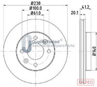 JAPANPARTS DI142C - año construcción hasta: 05/1998<br>Tipo de disco de frenos: macizo<br>Diámetro exterior [mm]: 238<br>Espesor de disco de frenos [mm]: 12,0<br>Altura [mm]: 40,8<br>Espesor mínimo [mm]: 10,5<br>Superficie: barnizado<br>Lado de montaje: Eje delantero<br>Número de taladros: 4<br>Par apriete [Nm]: 90<br>