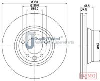 JAPANPARTS DI0947C - Lado de montaje: Eje delantero<br>Diámetro exterior [mm]: 350<br>Altura [mm]: 68,5<br>Tipo de disco de frenos: ventilado<br>Espesor de disco de frenos [mm]: 34<br>Espesor mínimo [mm]: 32<br>Número de orificios: 5<br>Superficie: barnizado<br>Referencia artículo par: DI-0914C<br>Par apriete [Nm]: 160<br>