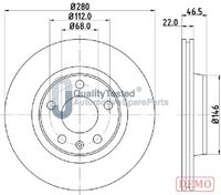 JAPANPARTS DI0911C - Número de PR: 1ZC<br>Número de PR: 1LE<br>Número de PR: 1LB<br>Diámetro exterior [mm]: 288<br>Altura [mm]: 46<br>Tipo de disco de frenos: ventilado<br>Espesor de disco de frenos [mm]: 25<br>Espesor mínimo [mm]: 23<br>Número de orificios: 9<br>Superficie: barnizado<br>Lado de montaje: Eje delantero<br>Par apriete [Nm]: 120<br>