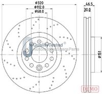 JAPANPARTS DI0913C - Lado de montaje: Eje delantero<br>Número de PR: T7Z<br>Número de PR: 1LX<br>Diámetro exterior [mm]: 320<br>Altura [mm]: 46,2<br>Tipo de disco de frenos: ventilado<br>Espesor de disco de frenos [mm]: 30<br>Espesor mínimo [mm]: 28<br>Número de orificios: 9<br>Diámetro de centrado [mm]: 68<br>Superficie: revestido<br>Unidad de cantidad: Pieza<br>Artículo complementario / información complementaria 2: sin tornillos<br>Superficie: barnizado<br>Par apriete [Nm]: 120<br>