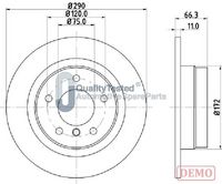 JAPANPARTS DP0138C - Tipo de disco de frenos: ventilación interna<br>Diámetro exterior [mm]: 345<br>Espesor de disco de frenos [mm]: 24,0<br>Altura [mm]: 66,1<br>Espesor mínimo [mm]: 22,4<br>Superficie: barnizado<br>Lado de montaje: Eje trasero<br>