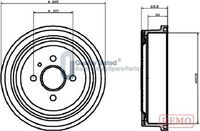 JAPANPARTS TA0404C - Llanta, nº de taladros: 4<br>Cantidad de agujeros de fijación: 1<br>Ancho [mm]: 50<br>Espesor [mm]: 69,2<br>Diámetro interior [mm]: 230<br>Diámetro exterior [mm]: 265,2<br>corona de agujeros - Ø [mm]: 100<br>Rebajado máx. tambor de freno [mm]: 231<br>Lado de montaje: Eje trasero<br>Diámetro de centrado [mm]: 57<br>Peso [kg]: 4,2<br>