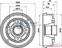 JAPANPARTS TA0707C - Lado de montaje: Eje trasero<br>Dinámica de frenado / conducción: para vehículos con ABS<br>Diámetro interior de tambor de freno [mm]: 203,3<br>H tamb. freno interna [mm]: 50,5<br>Diámetro exterior del tambor de freno [mm]: 234<br>H tamb. freno total [mm]: 76<br>corona de agujeros - Ø [mm]: 100<br>Rebajado máx. tambor de freno [mm]: 204,5<br>Número de orificios: 4<br>Diámetro de centrado [mm]: 52<br>Superficie: barnizado<br>