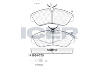 ICER 141054700 - Lado de montaje: Eje delantero<br>año construcción desde: 01/2001<br>Ancho [mm]: 159,8<br>Altura [mm]: 64,3<br>Espesor [mm]: 19,7<br>Calidad: 639<br>Tipo de eje: Front<br>Nº de información técnica: 141054-203<br>Sistema de frenos: LUCAS-TRW<br>Homologación: E1 90R-01217/041<br>Contacto avisador de desgaste: con contacto avisador de desgaste<br>