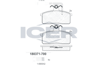 ICER 180371700 - Lado de montaje: Eje delantero<br>Restricción de fabricante: Bendix<br>Ancho [mm]: 109<br>Altura [mm]: 47,4<br>Espesor [mm]: 18<br>Contacto avisador de desgaste: no preparado para indicador de desgaste<br>Número de WVA: 20950<br>Sistema de frenos: Bendix<br>Nº de información técnica: T9003<br>