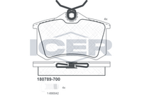 ICER 180789700 - Lado de montaje: Eje delantero<br>Dinámica de frenado / conducción: para vehículos con ABS<br>año construcción desde: 05/1996<br>Ancho [mm]: 119,2<br>Altura [mm]: 69,5<br>Espesor [mm]: 16,2<br>Contacto avisador de desgaste: no preparado para indicador de desgaste<br>Artículo complementario / información complementaria 2: con tornillos pinza freno<br>Número de WVA: 21945<br>Sistema de frenos: Lucas<br>Peso [kg]: 1,32<br>Nº de información técnica: T5095<br>