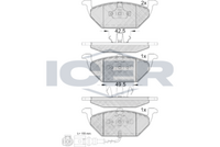 ICER 181349 - Lado de montaje: Eje delantero<br>Número de PR: 1LV<br>Número de PR: 1ZD<br>Número de PR: 1ZE<br>Número de PR: 1ZP<br>Ancho 1 [mm]: 155,4<br>Ancho 2 [mm]: 155,1<br>Altura 1 [mm]: 71,5<br>Altura 2 [mm]: 66<br>Espesor [mm]: 20,3<br>Contacto avisador de desgaste: con contacto de aviso de desgaste incorporado<br>Número de indicadores de desgaste [por eje]: 1<br>Número de WVA: 24696<br>Sistema de frenos: Teves<br>Peso [kg]: 2,1<br>Nº de información técnica: T2498<br>