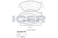 ICER 181526701 - Lado de montaje: Eje trasero<br>Ancho [mm]: 95,5<br>Altura [mm]: 42,8<br>Espesor [mm]: 15,2<br>Contacto avisador de desgaste: con avisador acústico de desgaste<br>Artículo complementario / información complementaria 2: con tornillos pinza freno<br>Artículo complementario/Información complementaria: con accesorios<br>Número de WVA: 23417<br>Sistema de frenos: Lucas<br>Peso [kg]: 0,831<br>Nº de información técnica: T5158<br>