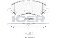 ICER 181806 - Lado de montaje: Eje trasero<br>Código de equipamiento: BRF<br>Ancho [mm]: 85,5<br>Ancho 2 [mm]: 105,8<br>Altura [mm]: 40,1<br>Altura 2 [mm]: 35,6<br>Espesor [mm]: 16<br>Calidad: 944<br>Tipo de eje: Rear<br>Nº de información técnica: 181746<br>Sistema de frenos: Akebono<br>Homologación: E9 90R-01110/838<br>Contacto avisador de desgaste: con contacto avisador de desgaste<br>