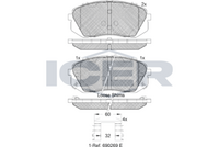 ICER 181826201 - Lado de montaje: Eje delantero<br>año construcción hasta: 08/2022<br>Ancho [mm]: 145,7<br>Altura [mm]: 64,2<br>Espesor/grosor 1 [mm]: 17,7<br>Espesor/grosor 2 [mm]: 18,1<br>Contacto avisador de desgaste: con avisador acústico de desgaste<br>Artículo complementario/Información complementaria: con accesorios<br>Número de WVA: 26493<br>Sistema de frenos: Mobis<br>Peso [kg]: 2,08<br>Nº de información técnica: T2934<br>