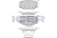 ICER 182053 - Lado de montaje: Eje delantero<br>año construcción desde: 01/2016<br>Variante de equipamiento: BRE<br>Ancho [mm]: 146,7<br>Altura [mm]: 63,8<br>Espesor [mm]: 16,5<br>Calidad: 300<br>Tipo de eje: Front<br>Nº de información técnica: 181908<br>Sistema de frenos: Bosch<br>Homologación: E9 90R-01111/2614<br>Contacto avisador de desgaste: con contacto avisador de desgaste<br>