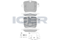 ICER 182308 - Lado de montaje: Eje trasero<br>Nº art. de accesorio recomendado: 8DK 355 252-871<br>Ancho [mm]: 80,4<br>Altura [mm]: 116,2<br>Espesor [mm]: 17,5<br>Contacto avisador de desgaste: preparado para indicador desgaste<br>Artículo complementario / información complementaria 2: con tornillos pinza freno<br>Artículo complementario/Información complementaria: con accesorios<br>Número de WVA: 22039<br>Sistema de frenos: TRW<br>Peso [kg]: 1,8<br>Nº de información técnica: T2735<br>