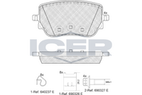 ICER 182352 - Lado de montaje: Eje delantero<br>Equipamiento de vehículo: para vehículos con paquete sport AMG<br>Ancho [mm]: 133,9<br>Altura [mm]: 62,9<br>Altura 2 [mm]: 72,3<br>Espesor [mm]: 19<br>Calidad: 300<br>Tipo de eje: Front<br>Nº de información técnica: 182337<br>Sistema de frenos: Bosch<br>Homologación: E9 90R-02A0111/5357<br>