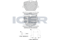 ICER 182386 - Lado de montaje: Eje trasero<br>Equipamiento de vehículo: para vehículos sin paquete sport<br>para diámetro disco de freno [mm]: 330<br>Ancho [mm]: 98,6<br>Altura [mm]: 56<br>Altura 2 [mm]: 64,3<br>Espesor [mm]: 17<br>Calidad: 300<br>Tipo de eje: Rear<br>Nº de información técnica: 182363<br>Sistema de frenos: LUCAS-TRW<br>Homologación: E9 90R-02A0111/5371<br>