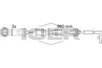 HELLA PAGID 8DK355250251 - Lado de montaje: Eje delantero, izquierda<br>Lado de montaje: Eje delantero, derecha<br>Tipo de freno: Discos<br>Longitud contacto de aviso [mm]: 660<br>