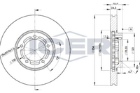 HELLA PAGID 8DD355105641 - Lado de montaje: Eje delantero<br>Tamaño freno: 14"<br>Tipo de disco de frenos: ventilación interna<br>Diámetro exterior [mm]: 254<br>Espesor de disco de frenos [mm]: 24,3<br>Altura [mm]: 43<br>Espesor mínimo [mm]: 22,2<br>Diámetro interior [mm]: 1<br>corona de agujeros - Ø [mm]: 100<br>Diámetro de centrado [mm]: 78,5<br>Diseño/cantidad de taladros: 05/05<br>Diámetro de orificio para perno de rueda [mm]: 10<br>Artículo complementario / información complementaria 2: sin buje de rueda<br>Artículo complementario / información complementaria 2: sin cojinete rueda<br>Artículo complementario / información complementaria 2: sin perno de sujeción de rueda<br>Peso [kg]: 5,8<br>Nº de información técnica: 51032<br>