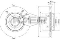 HELLA PAGID 8DD355115371 - Espesor de disco de frenos [mm]: 23<br>Llanta, nº de taladros: 4<br>Espesor [mm]: 43,9<br>Diámetro exterior [mm]: 258<br>corona de agujeros - Ø [mm]: 108<br>Superficie: revestido<br>Tipo de disco de frenos: ventilación interna<br>Lado de montaje: Eje delantero<br>Espesor mínimo [mm]: 21<br>Diámetro de centrado [mm]: 63,6<br>Peso [kg]: 5,76<br>