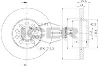 HELLA PAGID 8DD355116971 - Lado de montaje: Eje delantero<br>Número de PR: 1ZE<br>Tipo de disco de frenos: ventilación interna<br>Diámetro exterior [mm]: 288<br>Espesor de disco de frenos [mm]: 24,9<br>Altura [mm]: 49,7<br>Espesor mínimo [mm]: 22<br>Superficie: revestido<br>Diámetro interior [mm]: 144<br>corona de agujeros - Ø [mm]: 112<br>Diámetro de centrado [mm]: 65<br>Diseño/cantidad de taladros: 05/10<br>Diámetro de orificio para perno de rueda [mm]: 15,3<br>Artículo complementario / información complementaria 2: sin buje de rueda<br>Artículo complementario / información complementaria 2: sin cojinete rueda<br>Artículo complementario / información complementaria 2: sin perno de sujeción de rueda<br>Peso [kg]: 7,3<br>Nº de información técnica: 54208PRO<br>