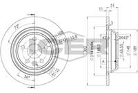 HELLA PAGID 8DD355118891 - Lado de montaje: Eje trasero<br>Tipo de disco de frenos: macizo<br>Diámetro exterior [mm]: 302<br>Espesor de disco de frenos [mm]: 11<br>Altura [mm]: 50,8<br>Espesor mínimo [mm]: 9<br>Superficie: revestido<br>Diámetro interior [mm]: 177,6<br>corona de agujeros - Ø [mm]: 108<br>Diámetro de centrado [mm]: 63,6<br>Diseño/cantidad de taladros: 05/06<br>Diámetro de orificio para perno de rueda [mm]: 15,8<br>Artículo complementario / información complementaria 2: sin buje de rueda<br>Artículo complementario / información complementaria 2: sin cojinete rueda<br>Artículo complementario / información complementaria 2: sin perno de sujeción de rueda<br>Peso [kg]: 5,2<br>Nº de información técnica: 54593PRO<br>