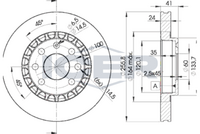 HELLA PAGID 8DD355101501 - Tamaño de llanta [pulgada]: 14,0<br>Espesor de disco de frenos [mm]: 24<br>Llanta, nº de taladros: 4<br>Cantidad de agujeros de fijación: 1<br>Espesor [mm]: 41<br>Diámetro exterior [mm]: 256<br>corona de agujeros - Ø [mm]: 100<br>Superficie: revestido<br>Tipo de disco de frenos: ventilación interna<br>Lado de montaje: Eje delantero<br>Espesor mínimo [mm]: 21<br>Diámetro de centrado [mm]: 60<br>Peso [kg]: 5,1<br>