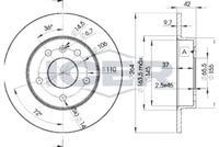 HELLA PAGID 8DD355128211 - Lado de montaje: Eje trasero<br>Llanta, nº de taladros: 5<br>Tipo de disco de frenos: macizo<br>Diámetro exterior [mm]: 264<br>Espesor de disco de frenos [mm]: 10<br>Altura [mm]: 42<br>Espesor mínimo [mm]: 8<br>Superficie: revestido<br>Diámetro interior [mm]: 145<br>corona de agujeros - Ø [mm]: 110<br>Diámetro de centrado [mm]: 65,5<br>Diseño/cantidad de taladros: 05/06<br>Diámetro de orificio para perno de rueda [mm]: 14,2<br>Artículo complementario / información complementaria 2: sin buje de rueda<br>Artículo complementario / información complementaria 2: sin cojinete rueda<br>Artículo complementario / información complementaria 2: sin perno de sujeción de rueda<br>Peso [kg]: 3,7<br>Nº de información técnica: 52433PRO<br>