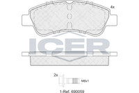 ICER 182011 - Lado de montaje: Eje trasero<br>Ancho [mm]: 87<br>Altura [mm]: 52,8<br>Espesor [mm]: 16,4<br>Calidad: 944<br>Tipo de eje: Rear<br>Nº de información técnica: 181650-703<br>Sistema de frenos: LUCAS-TRW<br>Homologación: E9 90R-01110/1056<br>