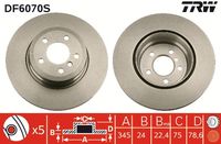 TRW DF6070S - Disco de freno - TRW SINGLE