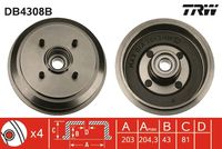 TRW DB4308B - Tambor de freno