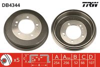 MDR MBD2602 - Lado de montaje: Eje trasero<br>Diámetro interior de tambor de freno [mm]: 254<br>H tamb. freno interna [mm]: 51<br>Diámetro de orificio de cubo [mm]: 107<br>Número de taladros: 5<br>Superficie: barnizado<br>H tamb. freno total [mm]: 66<br>Diámetro de centrado [mm]: 107<br>