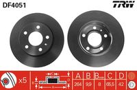 TRW DF4051 - Lado de montaje: Eje trasero<br>Tipo de disco de frenos: macizo<br>Diámetro exterior [mm]: 240<br>Espesor de disco de frenos [mm]: 9,9<br>Espesor mínimo [mm]: 8<br>Diámetro de centrado [mm]: 57<br>Altura [mm]: 42<br>Número de orificios: 4<br>Medida de rosca: 14<br>corona de agujeros - Ø [mm]: 100<br>Color: negro<br>Superficie: barnizado<br>Artículo complementario / información complementaria 2: con tornillos<br>Homologación: E190R-02C0190/0543<br>SVHC: No hay información disponible, diríjase al fabricante.<br>