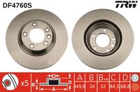 TRW DF4760S - Lado de montaje: Eje trasero<br>Variante de equipamiento: I1KF<br>Variante de equipamiento: I1KS<br>Variante de equipamiento: I1KZ<br>Variante de equipamiento: I2EE<br>Variante de equipamiento: I2EJ<br>Tipo de disco de frenos: ventilado<br>Diámetro exterior [mm]: 330<br>Espesor de disco de frenos [mm]: 28<br>Espesor mínimo [mm]: 26<br>Número de orificios: 5<br>Altura [mm]: 73,5<br>Diámetro de centrado [mm]: 85<br>corona de agujeros - Ø [mm]: 130<br>Medida de rosca: 15,4<br>Diámetro de tambor [mm]: 210<br>Procesamiento: altamente carbonizado<br>Color: negro<br>Superficie: barnizado<br>Homologación: E1 90R-02 C0226/0567<br>SVHC: No hay información disponible, diríjase al fabricante.<br>