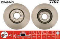 TRW DF4984S - Lado de montaje: Eje trasero<br>Tipo de disco de frenos: macizo<br>Diámetro exterior [mm]: 289<br>Espesor de disco de frenos [mm]: 22<br>Espesor mínimo [mm]: 19<br>Diámetro de centrado [mm]: 84<br>Altura [mm]: 84,3<br>Número de orificios: 8<br>Medida de rosca: 10,5<br>corona de agujeros - Ø [mm]: 108<br>Diámetro de tambor [mm]: 172<br>Color: negro<br>Superficie: barnizado<br>SVHC: No hay información disponible, diríjase al fabricante.<br>