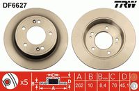 TRW DF6627 - Lado de montaje: Eje delantero<br>Tipo de disco de frenos: ventilado<br>Diámetro exterior [mm]: 305<br>Espesor de disco de frenos [mm]: 25<br>Espesor mínimo [mm]: 23<br>Número de orificios: 5<br>Medida de rosca: 12,6<br>corona de agujeros - Ø [mm]: 114,2<br>Altura [mm]: 46,6<br>Diámetro de centrado [mm]: 69<br>Color: negro<br>Superficie: barnizado<br>Homologación: E1 90R-02 C0176/0648<br>SVHC: No hay información disponible, diríjase al fabricante.<br>