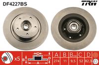 TRW DF4227BS - Disco de freno - TRW SINGLE