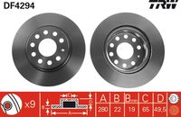 TRW DF4294 - Lado de montaje: Eje trasero<br>Número de PR: 1KD<br>Medida de rosca: 15,3<br>Altura [mm]: 51<br>Tipo de disco de frenos: macizo<br>Diámetro exterior [mm]: 253<br>Espesor de disco de frenos [mm]: 10<br>Espesor mínimo [mm]: 7<br>Diámetro de centrado [mm]: 65<br>Número de orificios: 9<br>corona de agujeros - Ø [mm]: 112<br>Color: negro<br>Superficie: barnizado<br>Artículo complementario / información complementaria 2: con tornillos<br>Homologación: E1 90R-02 C0190/0016<br>