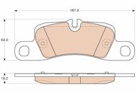 TRW GDB1962 - Lado de montaje: Eje trasero<br>Número de PR: 1KP<br>Restricción de fabricante: BREMBO<br>Ancho [mm]: 187,4<br>Altura [mm]: 76<br>Espesor [mm]: 17<br>Contacto avisador de desgaste: preparado para indicador desgaste<br>Homologación: E9 90R - 01120/2796<br>SVHC: No hay información disponible, diríjase al fabricante.<br>