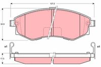 TRW GDB3211 - Lado de montaje: Eje trasero<br>Restricción de fabricante: TRW<br>Contacto avisador de desgaste: con avisador acústico de desgaste<br>Altura [mm]: 54<br>Ancho [mm]: 114<br>Espesor [mm]: 14,2<br>SVHC: No hay información disponible, diríjase al fabricante.<br>