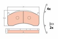 TRW GDB5089 - Lado de montaje: Eje trasero<br>Eje: Eje motriz<br>Sistema de frenos: MERITOR C-DUCO<br>Ancho [mm]: 249,3<br>Altura [mm]: 111,2<br>Espesor [mm]: 29<br>Contacto avisador de desgaste: no preparado para indicador de desgaste<br>Homologación: E9 90R-02A1249/0857<br>