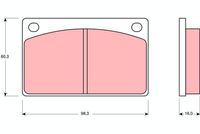 TRW GDB576 - Lado de montaje: Eje delantero<br>Tipo de vehículo: 264<br>Restricción de fabricante: ATE<br>Contacto avisador de desgaste: no preparado para indicador de desgaste<br>Altura [mm]: 64,7<br>Ancho [mm]: 76,7<br>Espesor [mm]: 15<br>SVHC: No hay información disponible, diríjase al fabricante.<br>