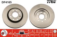 TRW DF4165 - Lado de montaje: Eje trasero<br>Diámetro exterior [mm]: 240<br>Diámetro de centrado [mm]: 57<br>Tipo de disco de frenos: macizo<br>Altura [mm]: 10<br>Número de orificios: 4<br>Superficie: revestido<br>Espesor de disco de frenos [mm]: 10<br>Espesor mínimo [mm]: 8,2<br>