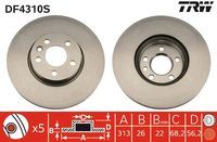 TRW DF4310S - Disco de freno - TRW SINGLE